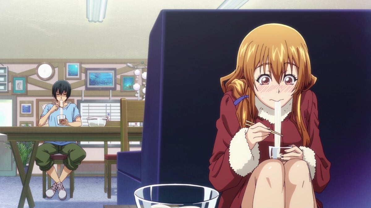 Grand Blue S2 Episode 3 Nanaka Hides Behind Couch