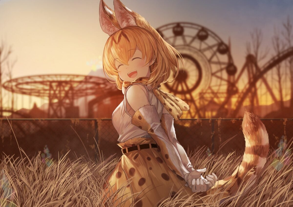 Anime Art Kemono Friends Serval Koruse Devushka Ushki Khvost