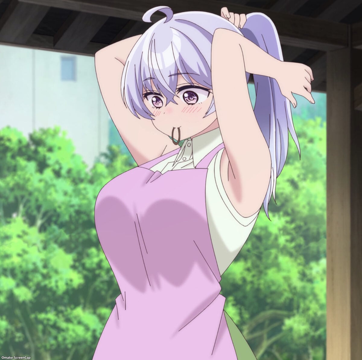 Yowayowa Sensei Episode 4 Hiyori Sensei Ties Apron Ponytail