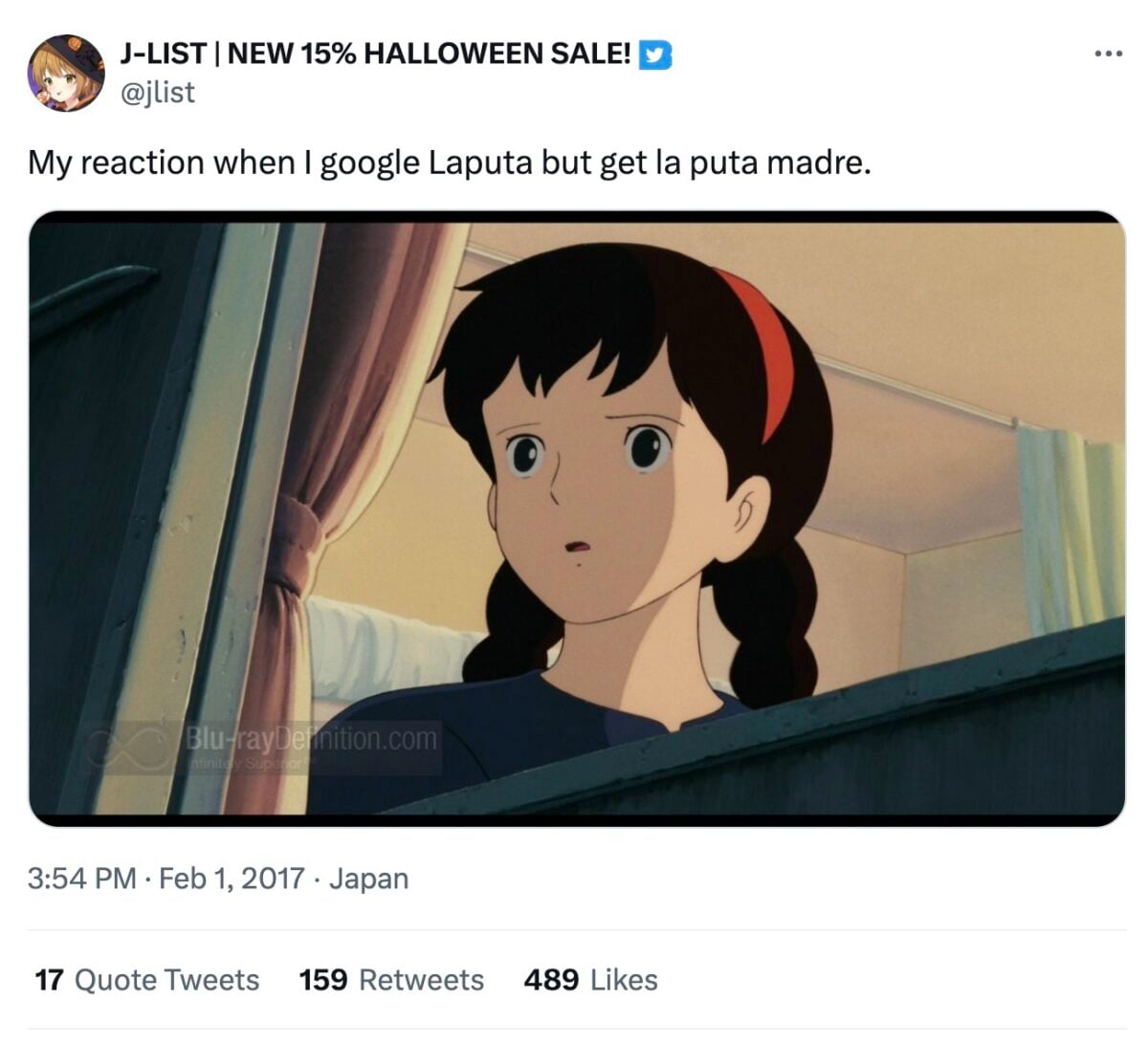 A meme from Castle in the Sky Laputa
